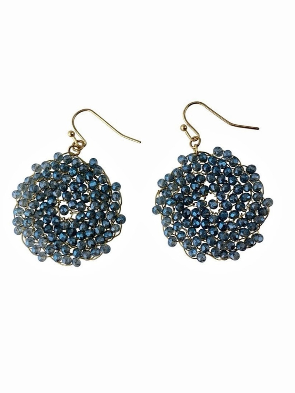 Kenneth Cole Faceted Bead Disc Drop Earring Earrings Blue NWT